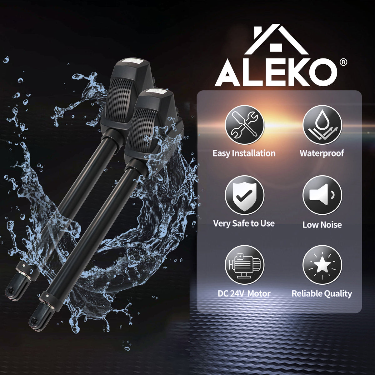 ALEKO 20-ft Dual Swing Universal Electric Driveway Gate Opener Kit (Solar Compatible)