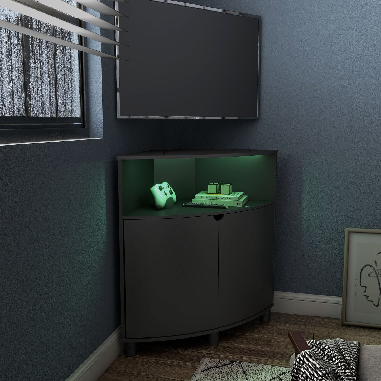 Furniture of America Leto Black Contemporary/Modern Mdf Media Cabinet
