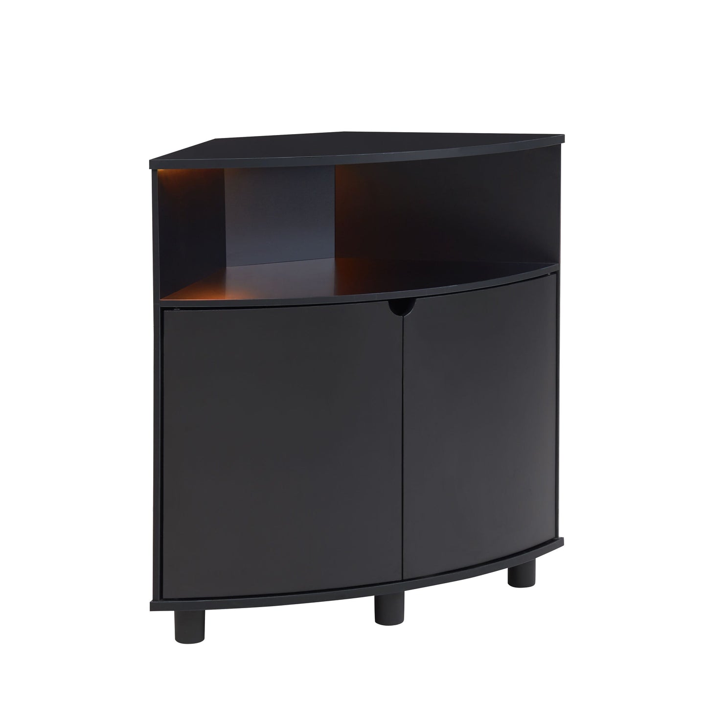 Furniture of America Leto Black Contemporary/Modern Mdf Media Cabinet