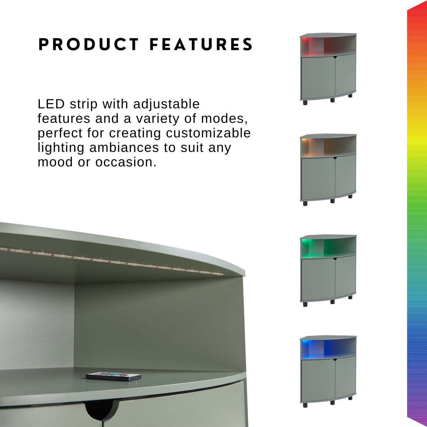 Furniture of America Leto Black Contemporary/Modern Mdf Media Cabinet