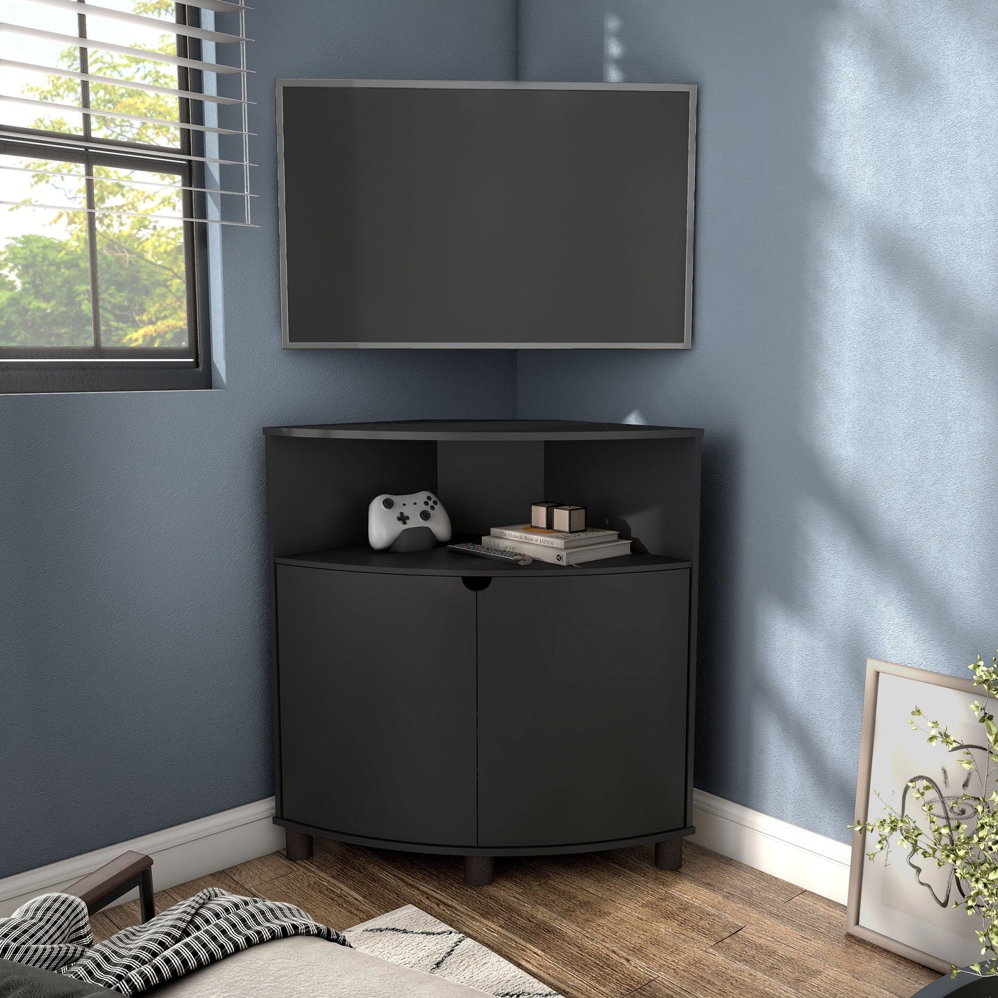 Furniture of America Leto Black Contemporary/Modern Mdf Media Cabinet