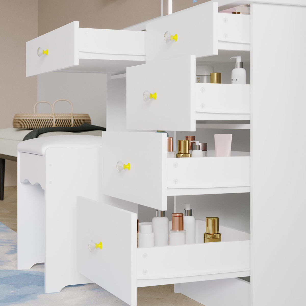 FUFU&GAGA Contemporary White Console Table with Drawer - Multi-Functional Kitchen Cabinet and Chic Style Buffet Sideboard