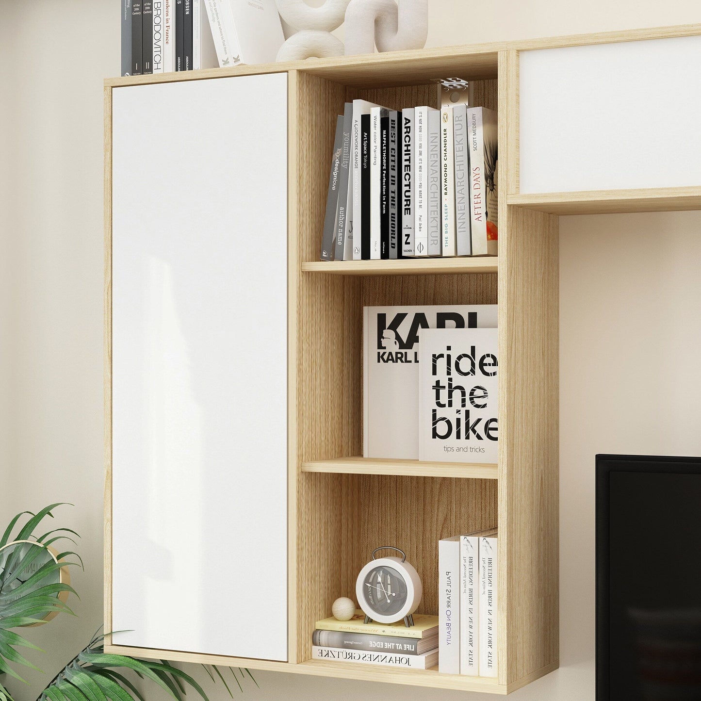 FUFU&GAGA Modern/Contemporary Brown+White Tv Cabinet (Accommodates TVs up to 70-in)