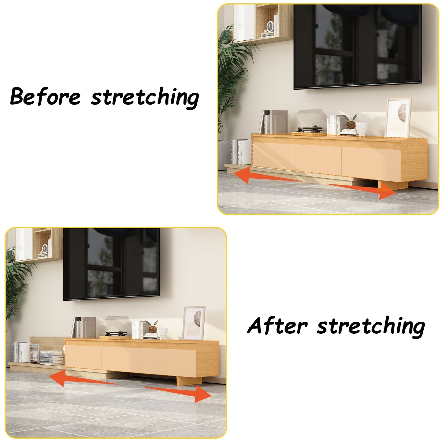 FUFU&GAGA Modern/Contemporary Brown+White Tv Cabinet (Accommodates TVs up to 70-in)