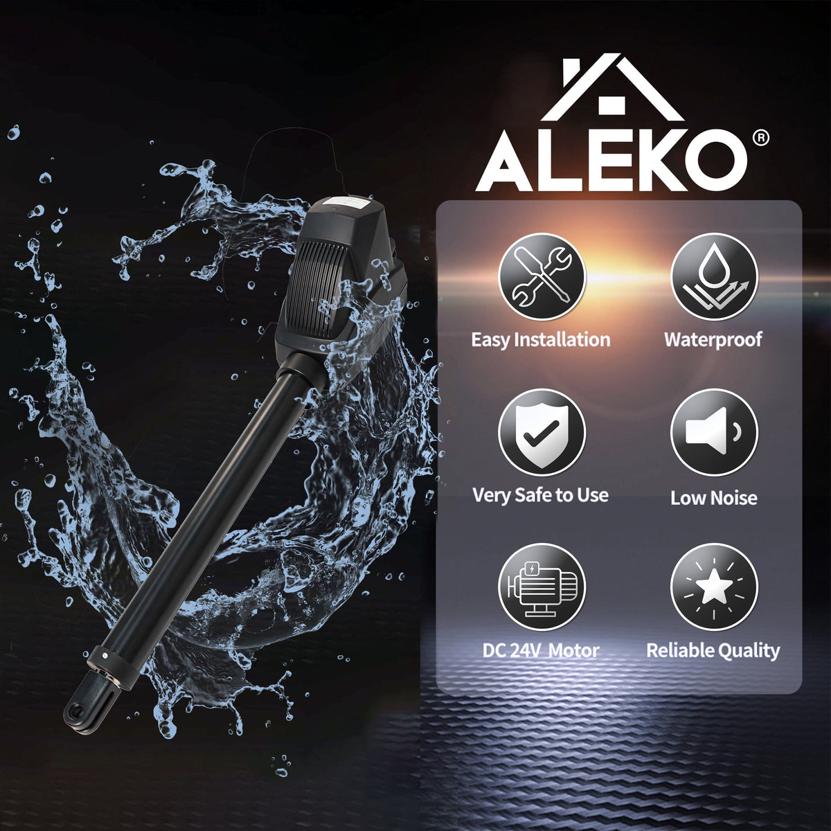 ALEKO 10-ft Single Swing Universal Electric Driveway Gate Opener Kit (Solar Compatible)