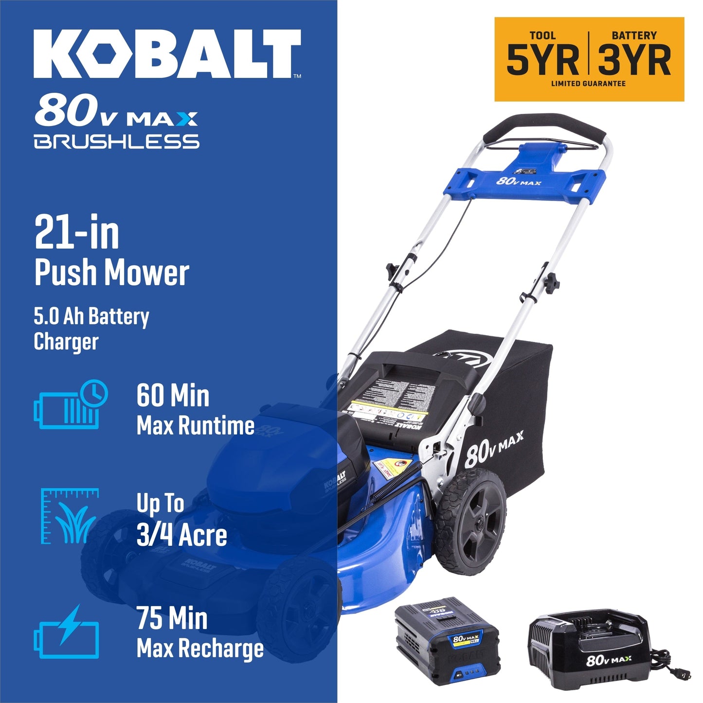Kobalt 80-volt Max Brushless Lithium Ion Push 21-in Cordless Electric Lawn Mower