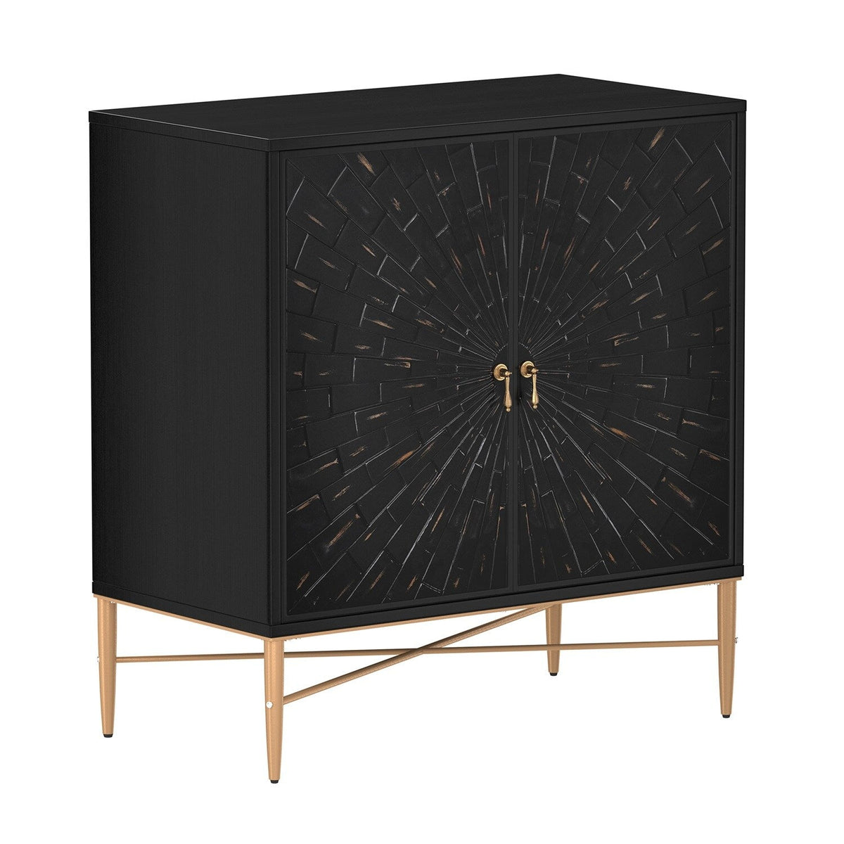 Mondawe 30 in. 2-Door Vintage Accent Cabinet Chests, Black
