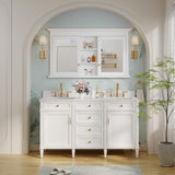WELLFOR GRACE Solid Wood 55-in x 32-in Recessed Mount White Mirrored Soft Close Medicine Cabinet