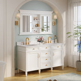 WELLFOR GRACE Solid Wood 55-in x 32-in Recessed Mount White Mirrored Soft Close Medicine Cabinet