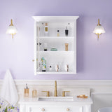 WELLFOR GRACE Solid Wood 24-in x 30-in Surface Mount White Mirrored Soft Close Medicine Cabinet