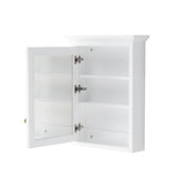 WELLFOR GRACE Solid Wood 24-in x 30-in Surface Mount White Mirrored Soft Close Medicine Cabinet