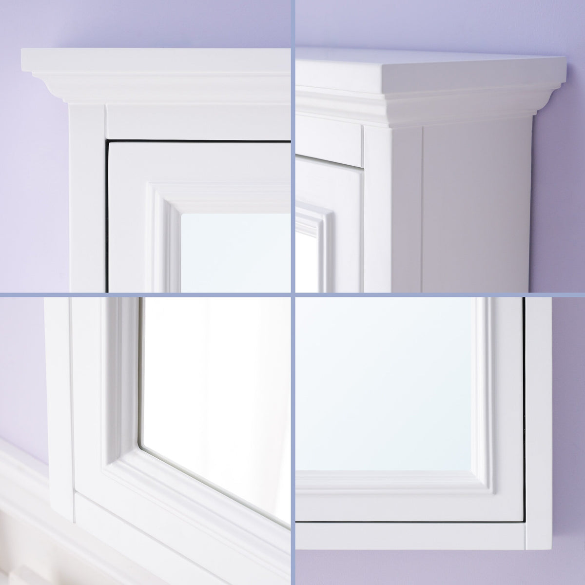 WELLFOR GRACE Solid Wood 24-in x 30-in Surface Mount White Mirrored Soft Close Medicine Cabinet