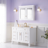 WELLFOR GRACE Solid Wood 40-in x 30-in Surface Mount White Mirrored Soft Close Medicine Cabinet