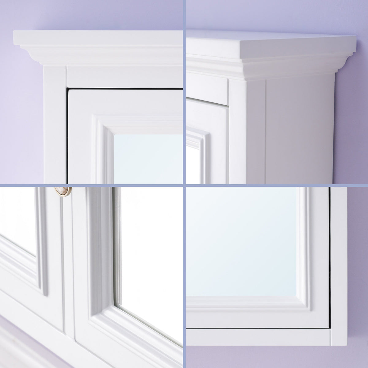 WELLFOR GRACE Solid Wood 40-in x 30-in Surface Mount White Mirrored Soft Close Medicine Cabinet
