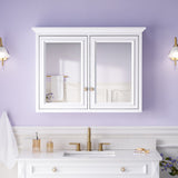 WELLFOR GRACE Solid Wood 40-in x 30-in Surface Mount White Mirrored Soft Close Medicine Cabinet