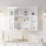 WELLFOR GRACE Solid Wood 40-in x 30-in Surface Mount White Mirrored Soft Close Medicine Cabinet