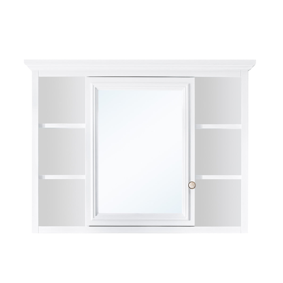 WELLFOR GRACE Solid Wood 40-in x 30-in Surface Mount White Mirrored Soft Close Medicine Cabinet