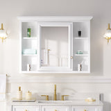WELLFOR GRACE Solid Wood 40-in x 30-in Surface Mount White Mirrored Soft Close Medicine Cabinet