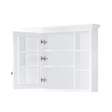 WELLFOR GRACE Solid Wood 40-in x 30-in Surface Mount White Mirrored Soft Close Medicine Cabinet