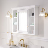 WELLFOR GRACE Solid Wood 40-in x 30-in Surface Mount White Mirrored Soft Close Medicine Cabinet