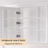WELLFOR GRACE Solid Wood 40-in x 30-in Surface Mount White Mirrored Soft Close Medicine Cabinet