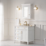 WELLFOR GRACE Solid Wood 24-in x 30-in Surface Mount White Mirrored Soft Close Medicine Cabinet