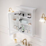 WELLFOR GRACE Solid Wood 24-in x 30-in Surface Mount White Mirrored Soft Close Medicine Cabinet