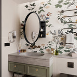 WELLFOR FS 31.5-in x 31.5-in Recessed Mount Black Mirrored Round Soft Close Medicine Cabinet