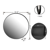 WELLFOR FS 31.5-in x 31.5-in Recessed Mount Black Mirrored Round Soft Close Medicine Cabinet