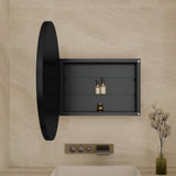 WELLFOR FS 31.5-in x 31.5-in Recessed Mount Black Mirrored Round Soft Close Medicine Cabinet