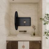 WELLFOR FS 31.5-in x 31.5-in Recessed Mount Black Mirrored Round Soft Close Medicine Cabinet