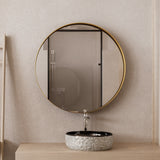 WELLFOR FS 31.5-in x 31.5-in Recessed Mount Gold Mirrored Round Soft Close Medicine Cabinet