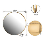 WELLFOR FS 31.5-in x 31.5-in Recessed Mount Gold Mirrored Round Soft Close Medicine Cabinet