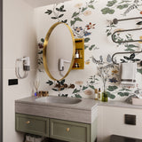 WELLFOR 31.5-in x 31.5-in Recessed Mount Gold Mirrored Round Medicine Cabinet