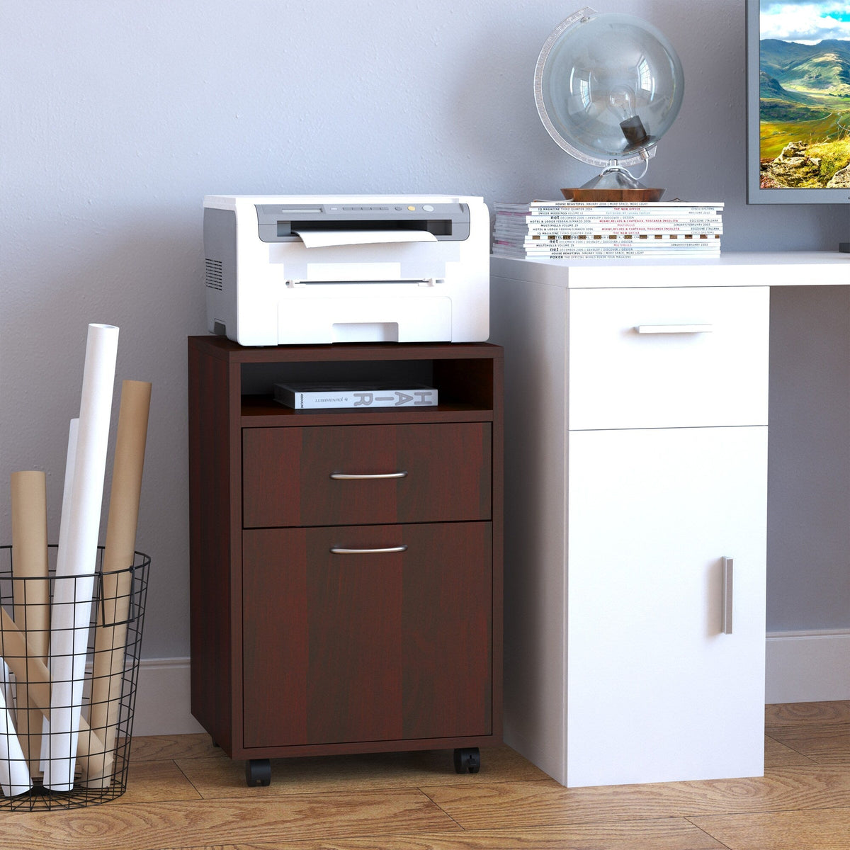 Siavonce Brown 1-Shelf Office Cabinet