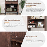 Siavonce Walnut 5-Shelf Office Cabinet