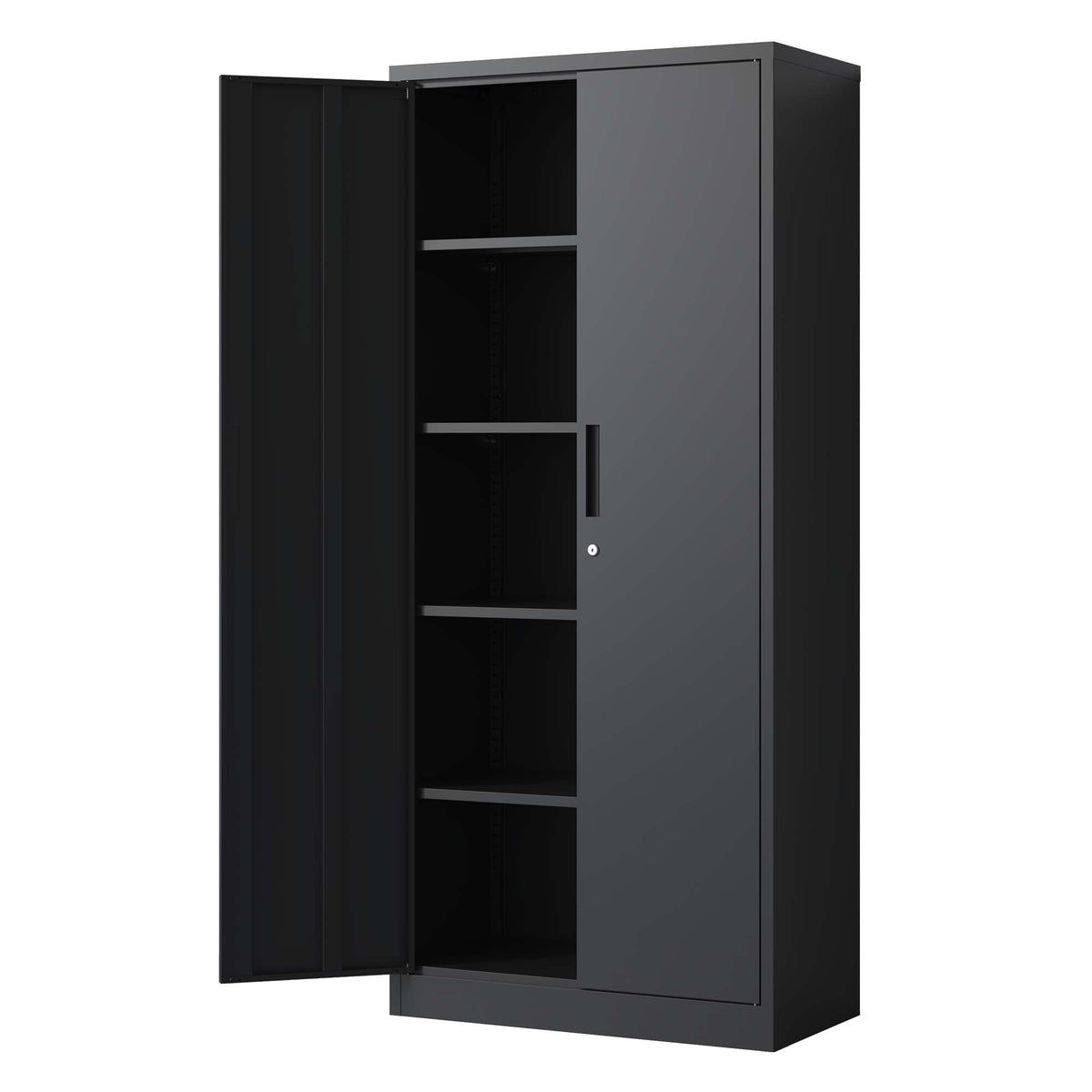 Siavonce Black 5-Shelf Office Cabinet