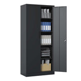 Siavonce Black 5-Shelf Office Cabinet