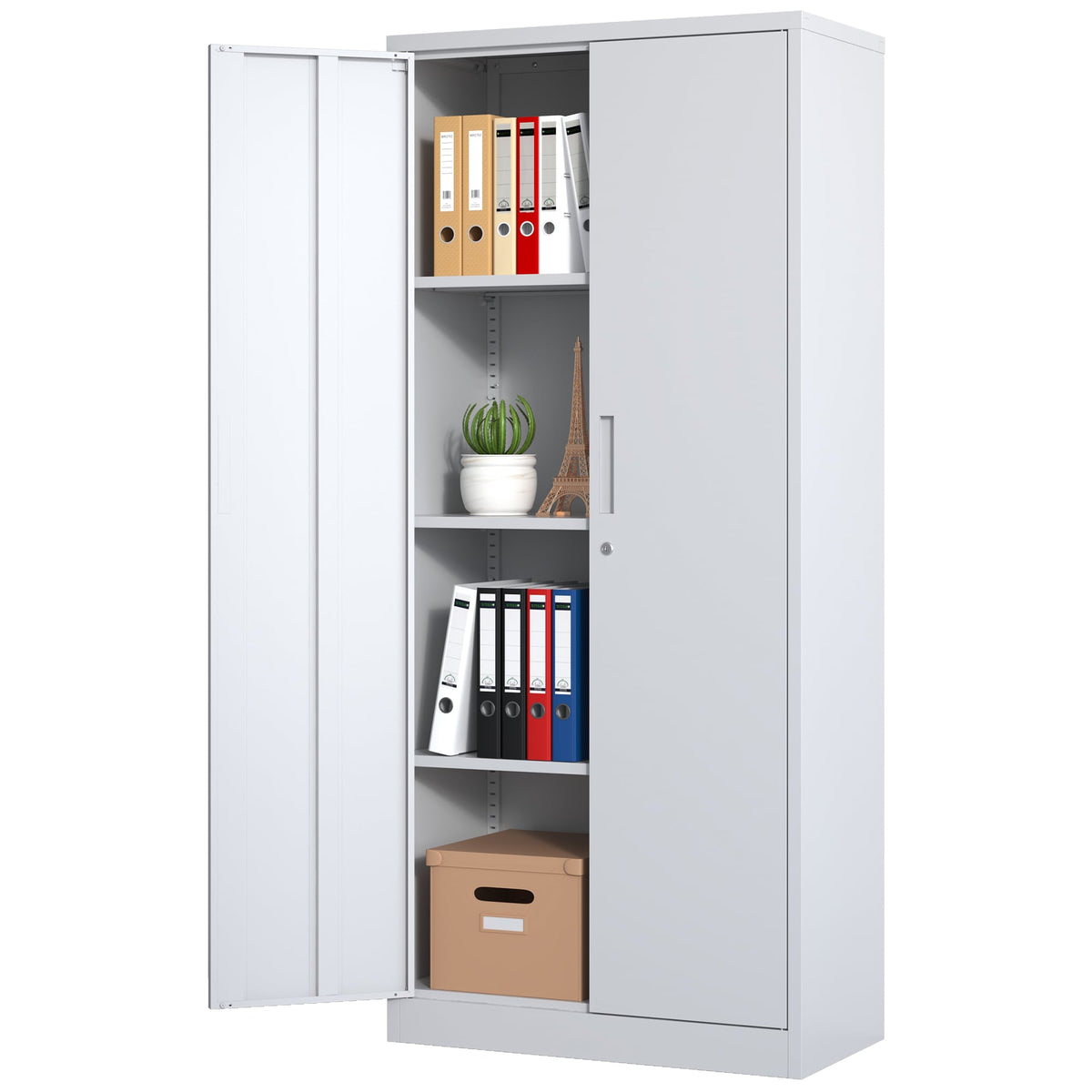 Siavonce White 4-Shelf Office Cabinet