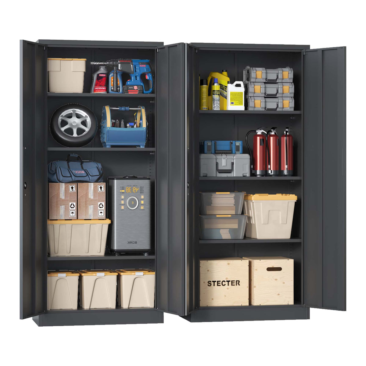 Siavonce Black 4-Shelf Office Cabinet