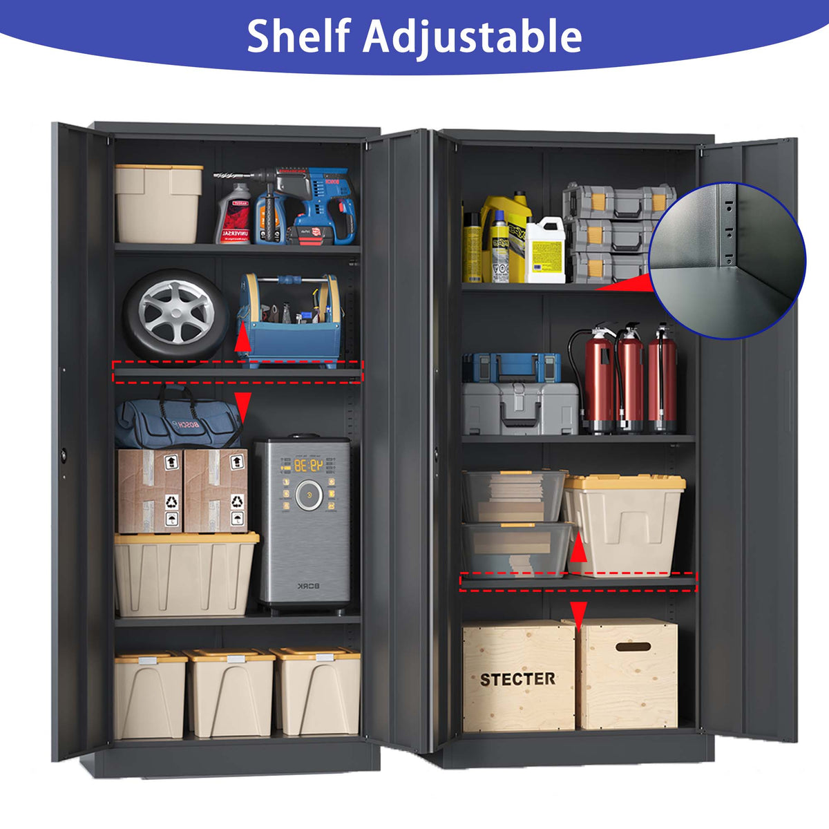 Siavonce Black 4-Shelf Office Cabinet