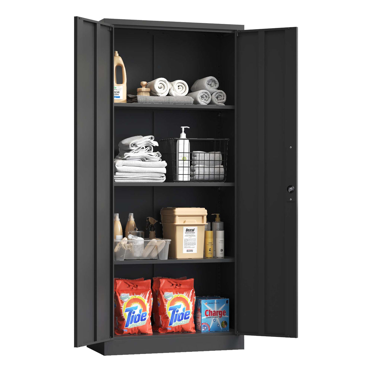 Siavonce Black 4-Shelf Office Cabinet