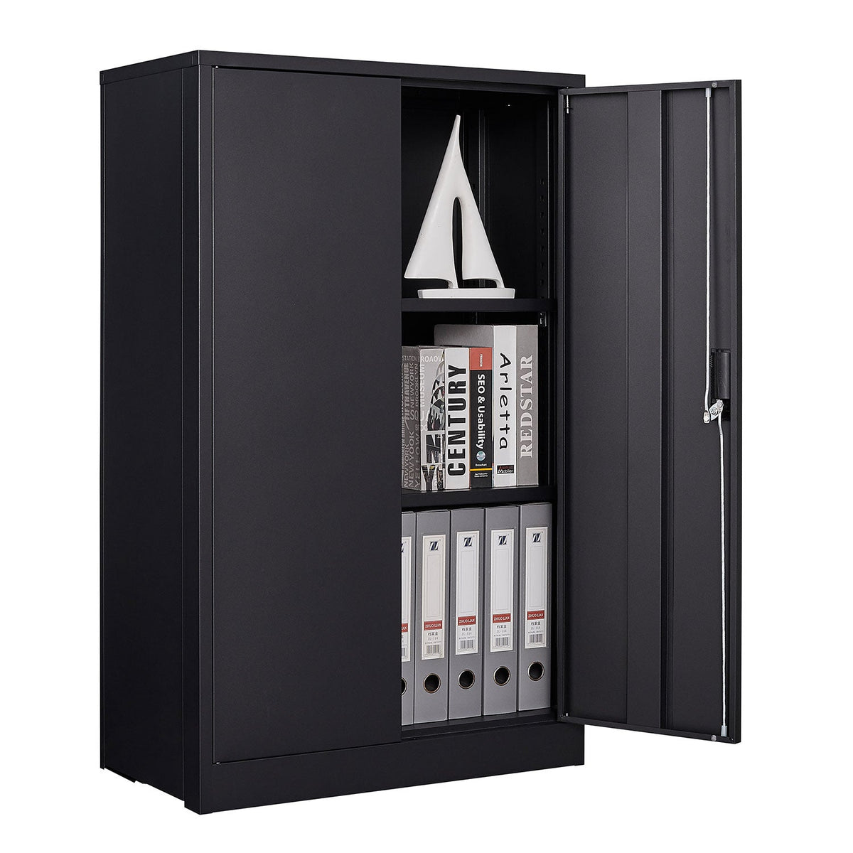Siavonce Black 3-Shelf Office Cabinet