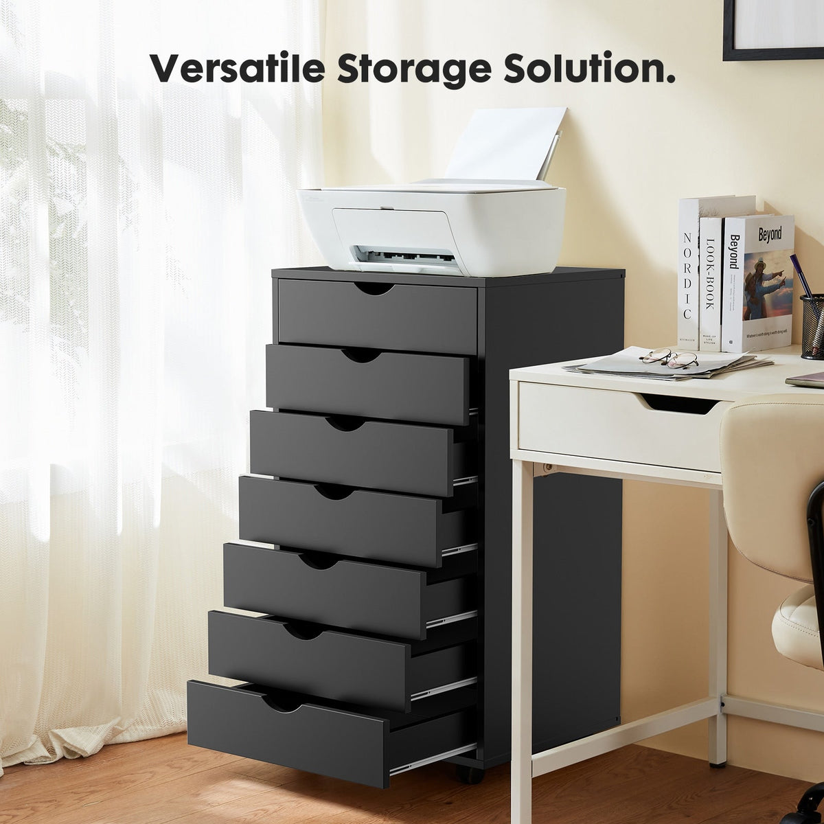 Siavonce Black Office Cabinet