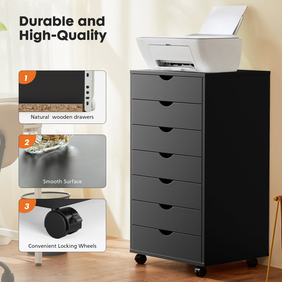 Siavonce Black Office Cabinet