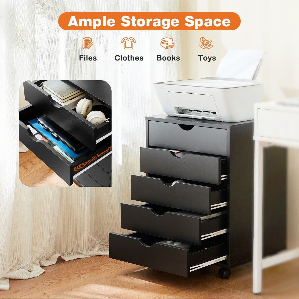 Siavonce Black Office Cabinet