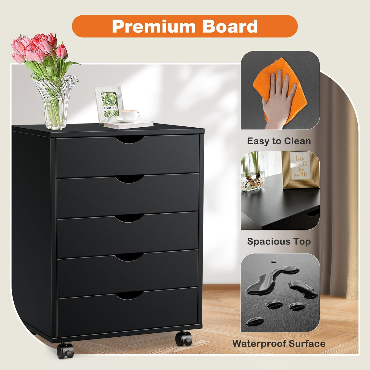 Siavonce Black Office Cabinet