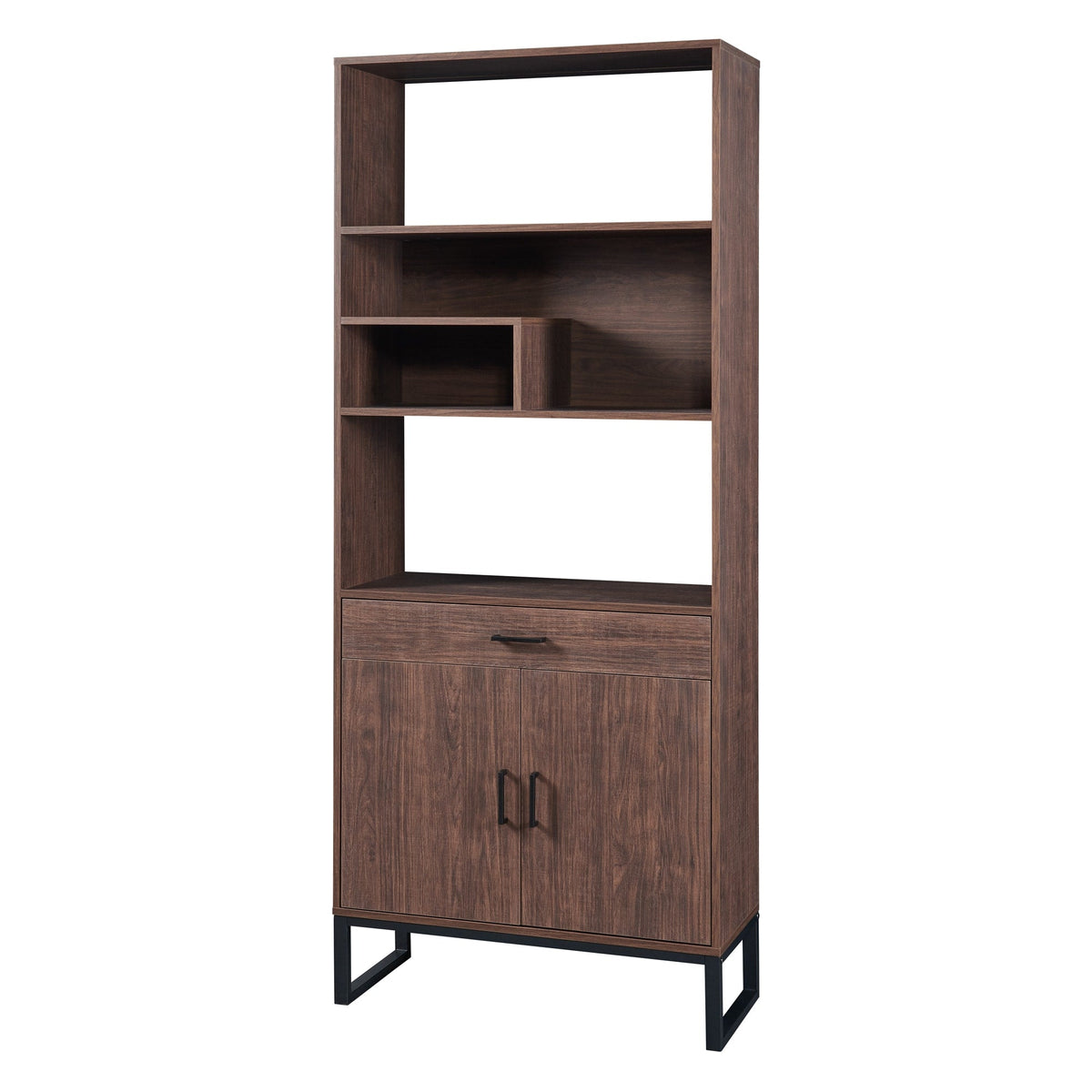 Siavonce Walnut 5-Shelf Office Cabinet