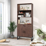 Siavonce Walnut 5-Shelf Office Cabinet
