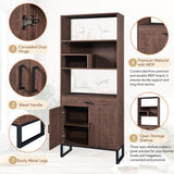 Siavonce Walnut 5-Shelf Office Cabinet